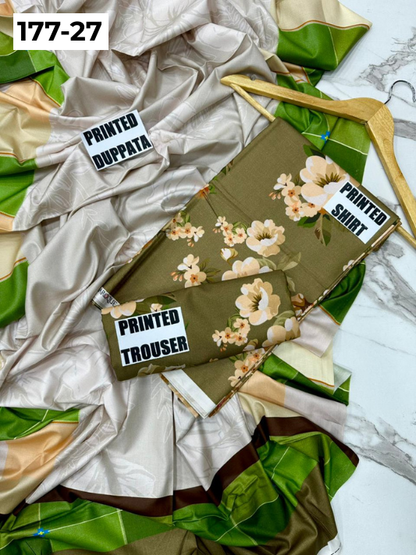 VOL 177 | DS 27 | DIGITAL PRINTED LINEN 3PC LINEN DUPATTA