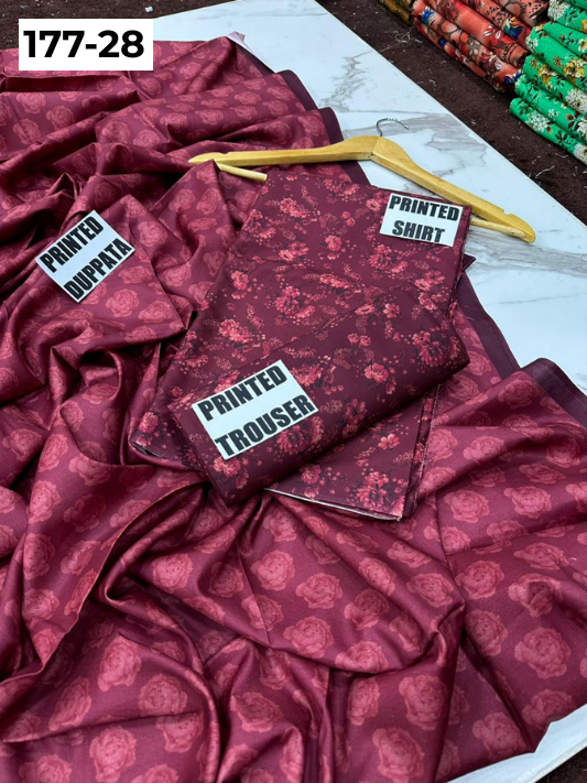 VOL 177 | DS 28 | DIGITAL PRINTED LINEN 3PC LINEN DUPATTA