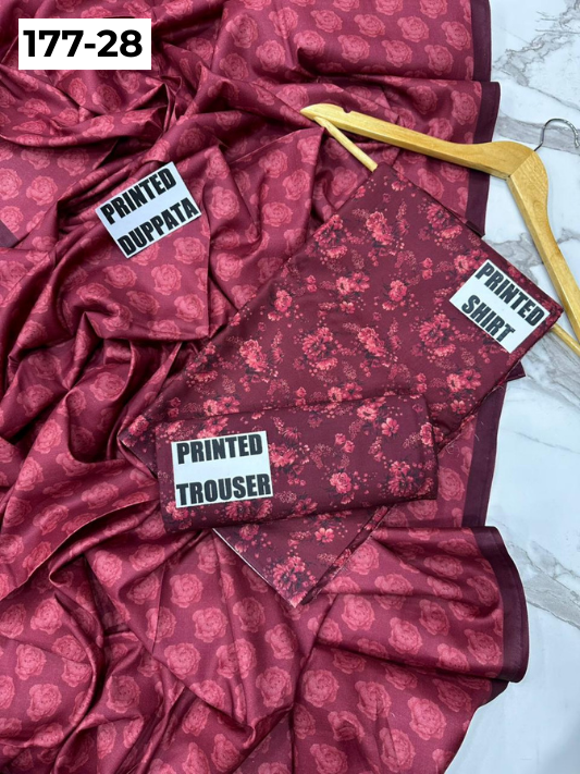 VOL 177 | DS 28 | DIGITAL PRINTED LINEN 3PC LINEN DUPATTA