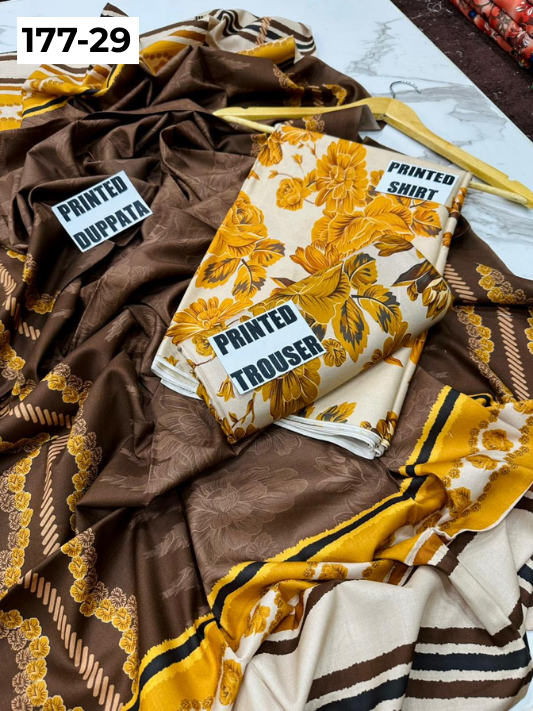 VOL 177 | DS 29 | DIGITAL PRINTED LINEN 3PC LINEN DUPATTA