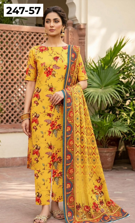 VOL 247 | DS 57 | DIGITAL PRINTED LAWN THREE PIECES VOIL LAWN DUPATTA
