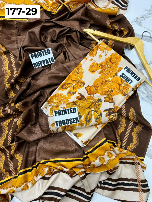 VOL 177 | DS 29 | DIGITAL PRINTED LINEN 3PC LINEN DUPATTA