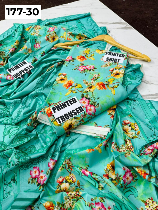 VOL 177 | DS 30 | DIGITAL PRINTED LINEN 3PC LINEN DUPATTA