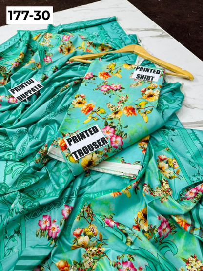 VOL 177 | DS 30 | DIGITAL PRINTED LINEN 3PC LINEN DUPATTA