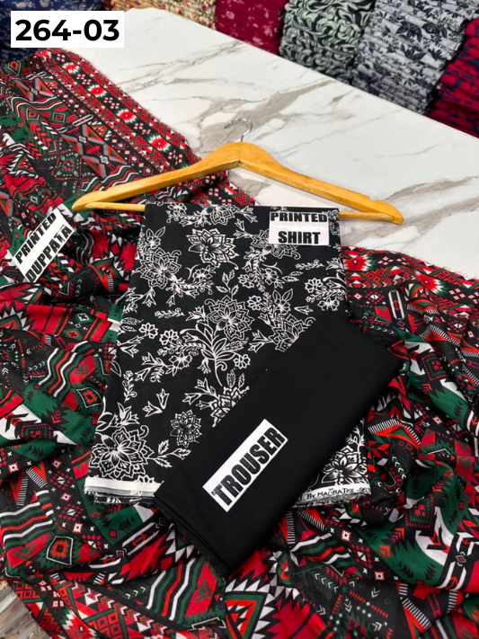 VOL 264 | DS 03 | Mirha LAWN | DIGITAL PRINTED LAWN 3PC PRINTED LAWN SHIRT PLAIN TROUSER PRINTED LAWN DUPATTA