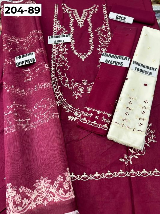 Vol 204 | DS 89 | LAWN EMBROIDERED THREE PIECE COLLECTION