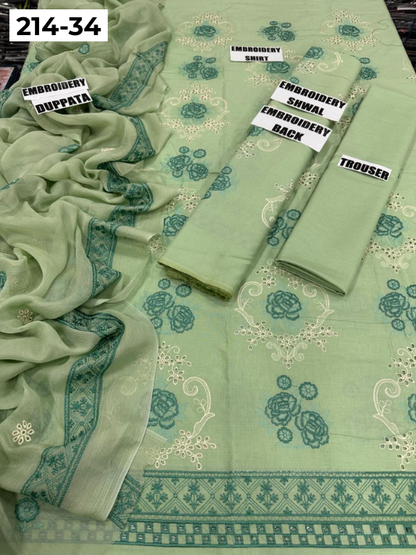 VOL 214 | DS 34 | LAWN LUXURY EMBROIDERED 3PC