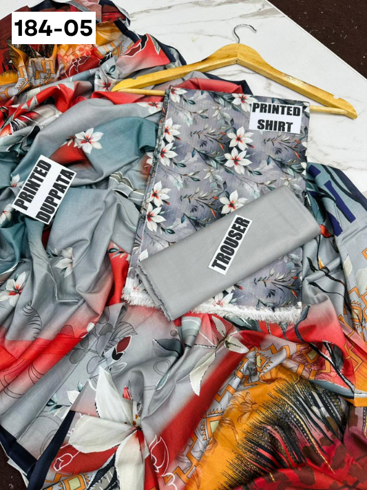 VOL 184 | DS 05 | DIGITAL PRINTED BANADORA LINEN 3PC LINEN DUPATTA