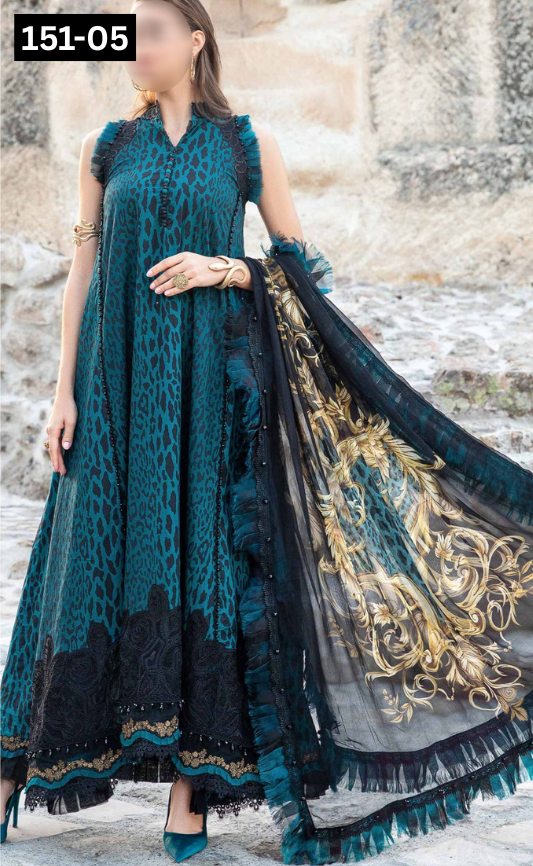 VOL 151 | DS 05 | DIGITAL PRINTED LINEN 3PC LINEN DUPATTA