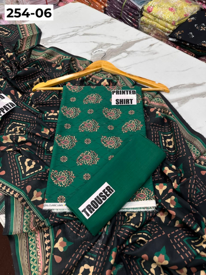 VOL 254 | DS 06 | Mirha LAWN | DIGITAL PRINTED LAWN 3PC PRINTED LAWN SHIRT PLAIN TROUSER PRINTED LAWN DUPATTA