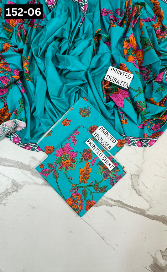 VOL 152 | DS 06 | DIGITAL PRINTED LINEN 3PC LINEN DUPATTA