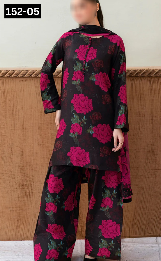 VOL 152 | DS 05 | DIGITAL PRINTED LINEN 3PC LINEN DUPATTA