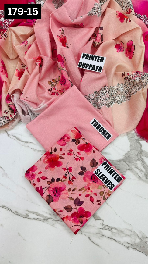 VOL 179 | DS 15 | DIGITAL PRINTED BANADORA KARANDI 3PC DYED TROUSER