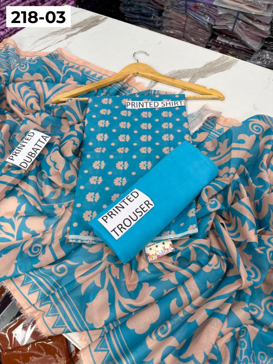 VOL 218 | DS 03 | Madham By Lala | LAWN DIGITAL PRINTED LAWN SHIRT PLAIN TROUSER VOIL LAWN DUPATTA