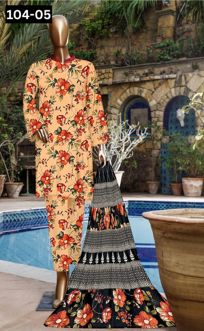 VOL 104 | DS 05 | DIGITAL PRINTED LAWN 3PC TANADORIA LAWN DUPATTA