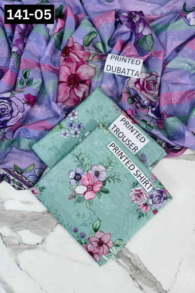 VOL 141 | DS 05 | DIGITAL PRINTED BANADORA LAWN 3PC VOIL LAWN DUPATTA