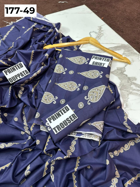 VOL 177 | DS 49 | DIGITAL PRINTED LINEN 3PC LINEN DUPATTA