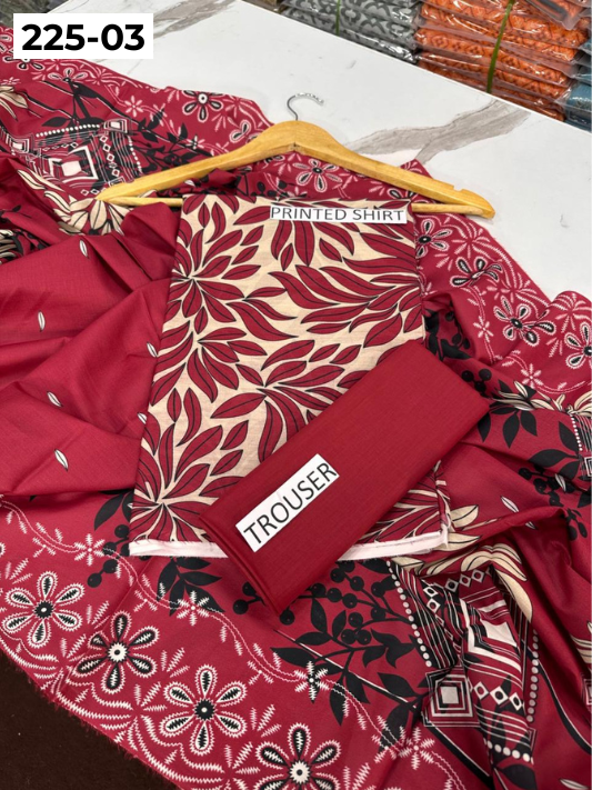 VOL 225 | DS 03 | Mirha LAWN |  DIGITAL PRINTED LAWN 3PC PRINTED LAWN SHIRT PLAIN TROUSER PRINTED LAWN DUPATTA