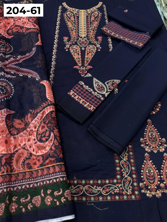 Vol 204 | DS 61 | LAWN EMBROIDERED THREE PIECE COLLECTION