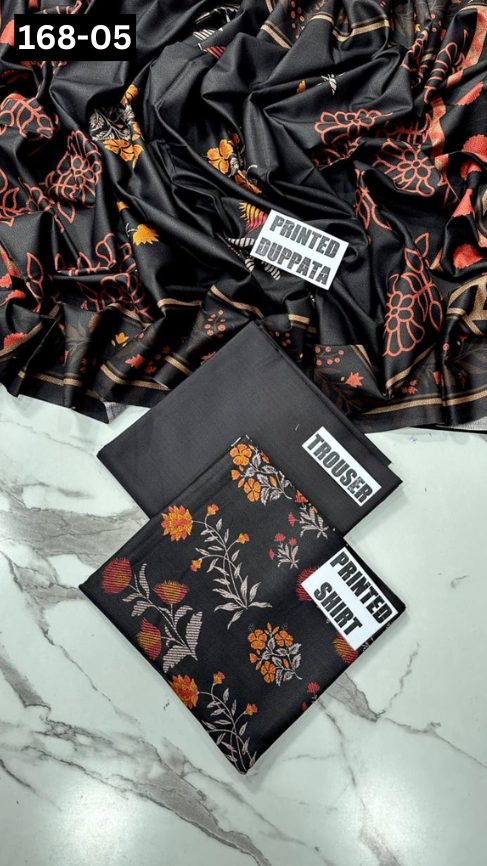 VOL 168 | DS 05 | DIGITAL PRINTED DHANAK 3PC DYED TROUSER DHANAK DUPATTA