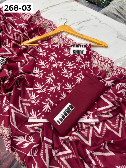 VOL 268 | DS 03 | Mirha LAWN |  DIGITAL PRINTED LAWN 3PC PRINTED LAWN SHIRT PLAIN TROUSER PRINTED LAWN DUPATTA