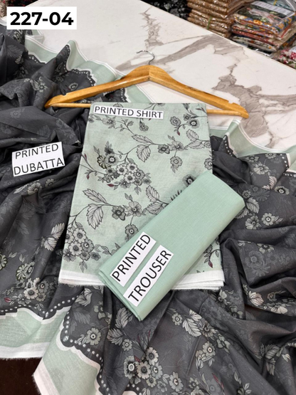 VOL 227 | DS 04 | DIGITAL PRINTED LAWN 3PC PRINTED LAWN SHIRT PLAIN TROUSER PRINTED LAWN DUPATTA