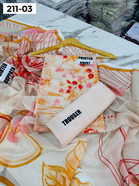 MADHAM BY LALA LAWN 3PC VOL 211 | DS 03 | DIGITAL PRINTED LAWN SHIRT VOIL LAWN DUPATTA DYED TROUSER