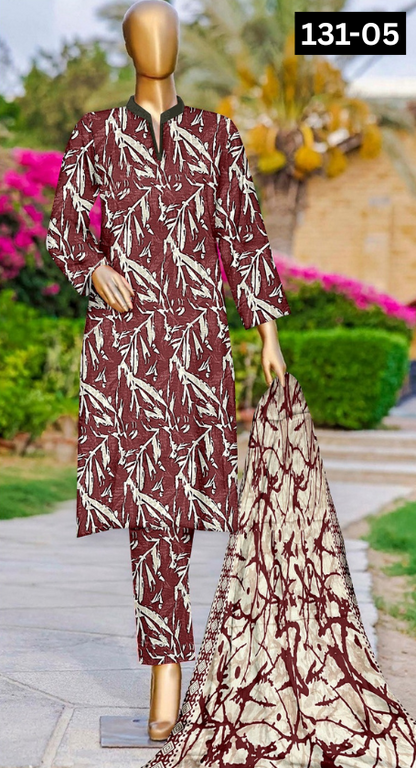 VOL 131 | DS 05 | DIGITAL PRINTED BANADORA LAWN 3PC VOIL LAWN DUPATTA