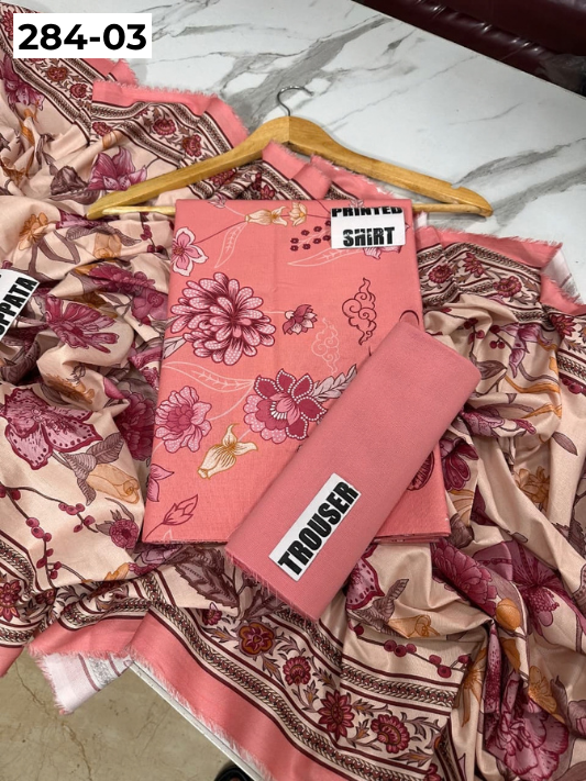 VOL 284 | 03 | SARAH BY SHANAYA | DIGITAL PRINTED 3PC CORDUROY KHADDAR SUIT | PRINTED SHIRT, TROUSER & DUPATTA