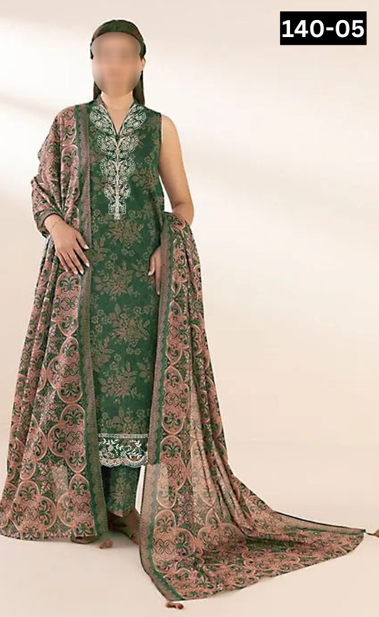 VOL 140 | DS 05 | DIGITAL PRINTED BANADORA LAWN 3PC | VOIL LAWN DUPATTA | EMBROIDERED ORAGANZA PATCHES
