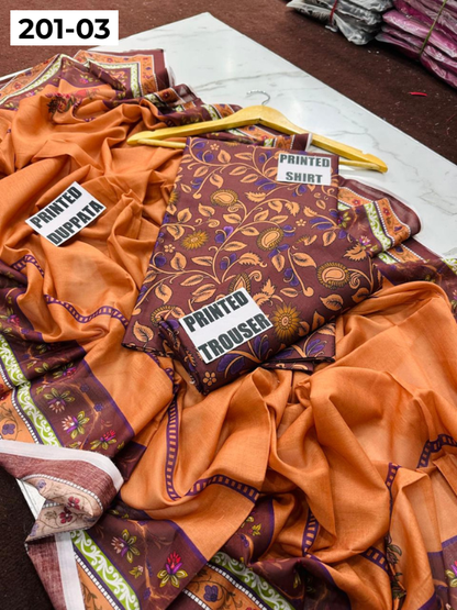 VOL 201 | DS 03 | DIGITAL PRINTED BANADORA LAWN 3PC VOIL LAWN DUPATTA