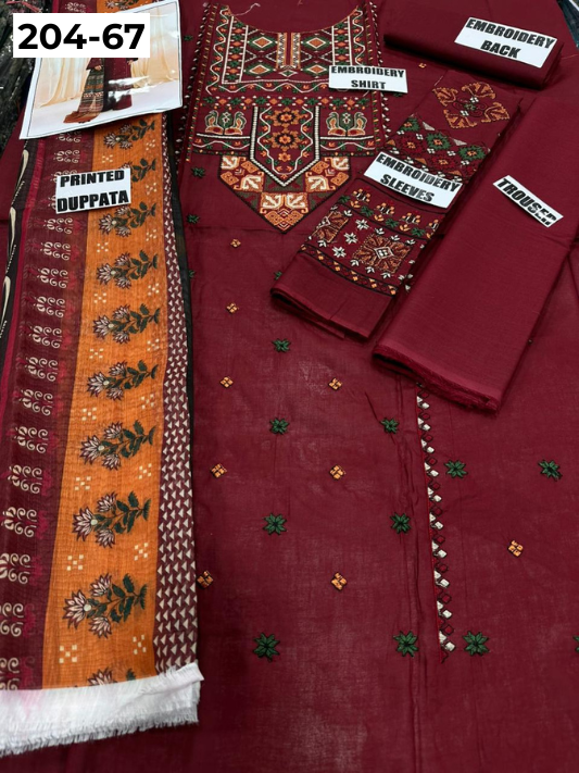 Vol 204 | DS 67 | LAWN EMBROIDERED THREE PIECE COLLECTION