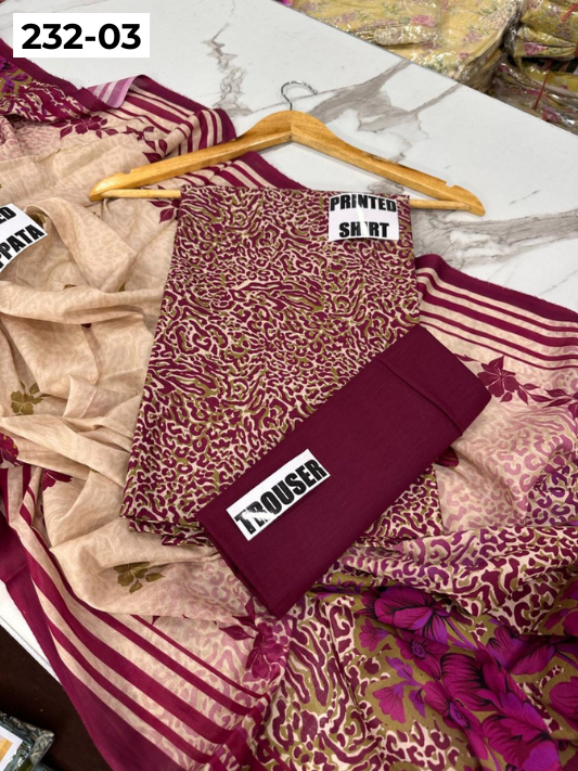 VOL 232 | DS 03 | Sapphire LAWN |  DIGITAL PRINTED LAWN THREE PIECES LAWN SHIRT LAWN DUPATTA