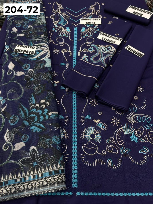 Vol 204 | DS 72 | LAWN EMBROIDERED THREE PIECE COLLECTION