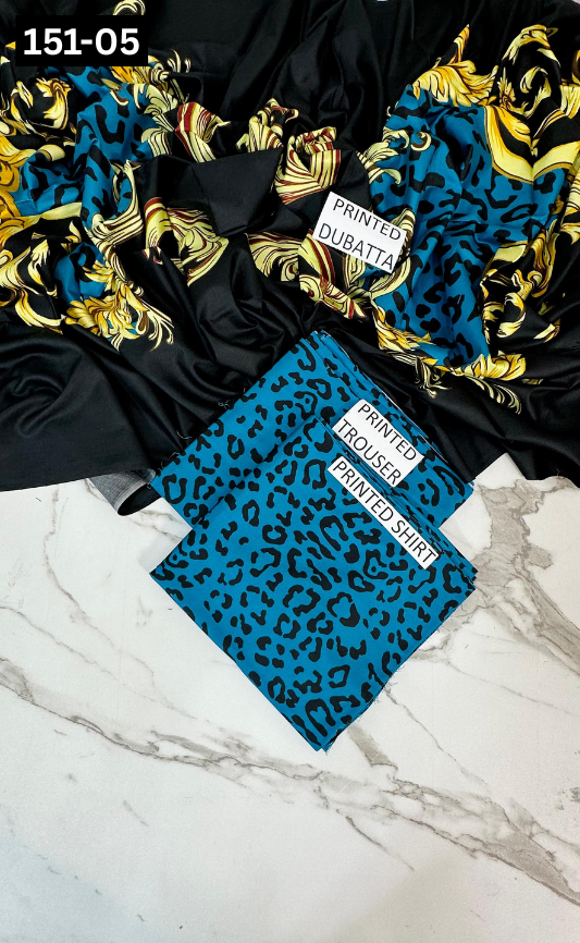 VOL 151 | DS 05 | DIGITAL PRINTED LINEN 3PC LINEN DUPATTA