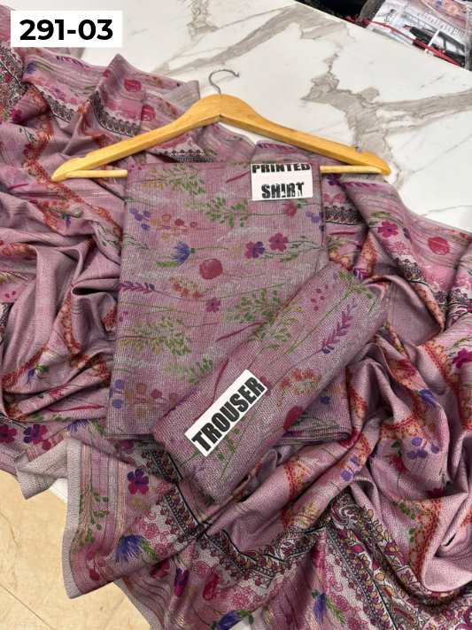 VOL 291 | DS 03 | PREMIUM CORDUROY DHANAK WINTER COLLECTON - DIGITAL PRINTED 3 PIECE SUIT | PRINTED ALLOVER SHIRT & TROUSER | PRINTED DUPATTA