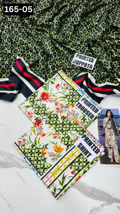 VOL 165 | DS 05 | DIGITAL PRINTED LINEN 3PC LINEN DUPATTA