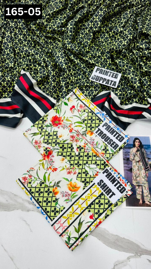 VOL 165 | DS 05 | DIGITAL PRINTED LINEN 3PC LINEN DUPATTA