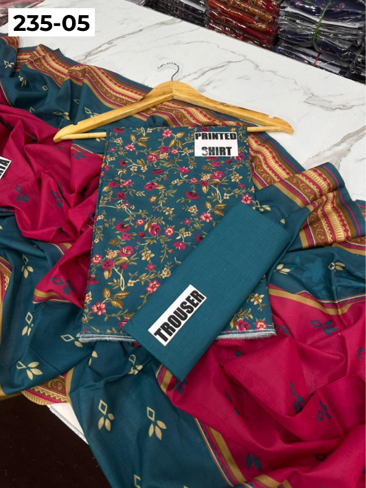 VOL 235 | DS 05 | Mirha LAWN |  DIGITAL PRINTED LAWN 3PC PRINTED LAWN SHIRT PLAIN TROUSER PRINTED LAWN DUPATTA
