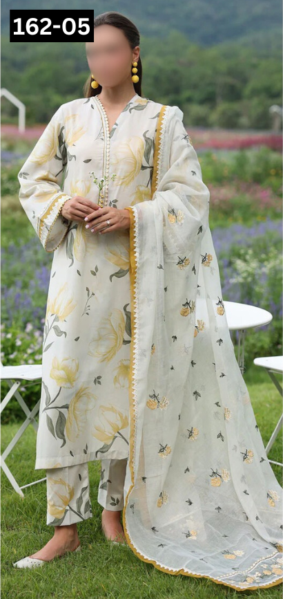 VOL 162 | DS 05 | DIGITAL PRINTED LINEN 3PC LINEN DUPATTA