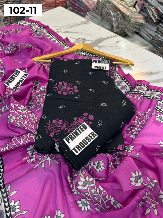 VOL 102 | DS 11 | DIGITAL PRINTED TANA DORA LAWN 3PC VOIL LAWN DUPATTA