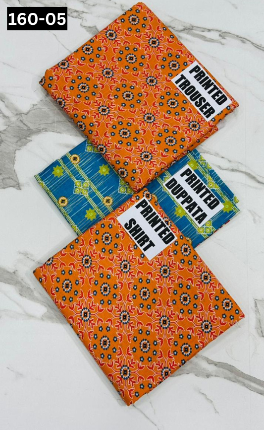 VOL 160 | DS 05 | DIGITAL PRINTED KHADDAR 3PC ZARI KHADDAR DUPATTA
