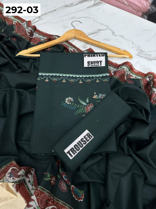 VOL 292 | 03 | AEENA BY SHANAYA | DIGITAL PRINTED 3PC CORDUROY KHADDAR SUIT | PRINTED SHIRT, TROUSER & DUPATTA
