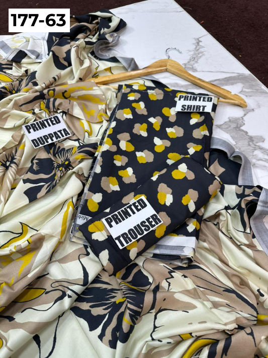 VOL 177 | DS 63 | DIGITAL PRINTED LINEN 3PC LINEN DUPATTA