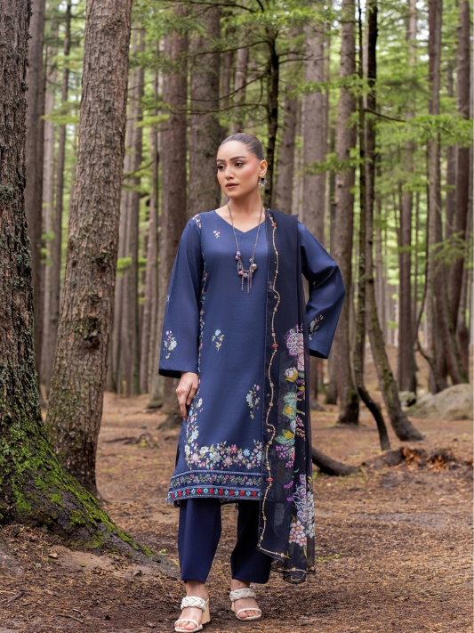VOL 256 | DS 04 | Jugnu By Shanaya | DIGITAL PRINTED LAWN THREE PIECES ALONG WITH EMBROIDERED PATCHES