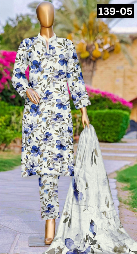 VOL 139 | DS 05 | DIGITAL PRINTED LAWN 3PC BAMBER CHIFFON DUPATTA