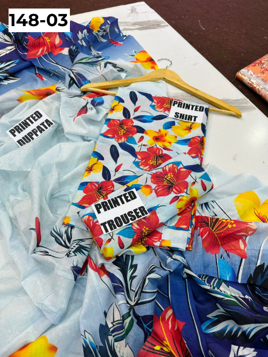VOL 148 | DS 03 | DIGITAL PRINTED LAWN 3PC VOIL LAWN DUPATTA