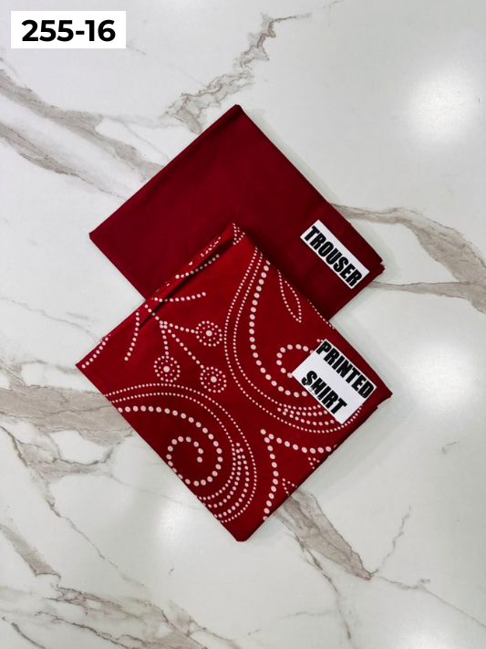 VOL 255 | DS 16 | PRINTED HIT CODES LAWN 2PC | DIGITAL PRINTED LAWN SHIRT PLAIN COTTON TROUSER