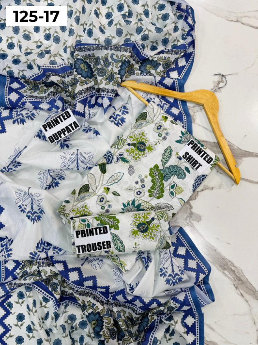 VOL 125 | DS 17 | DIGITAL PRINTED BANADORA LAWN 3PC VOIL LAWN DUPATTA