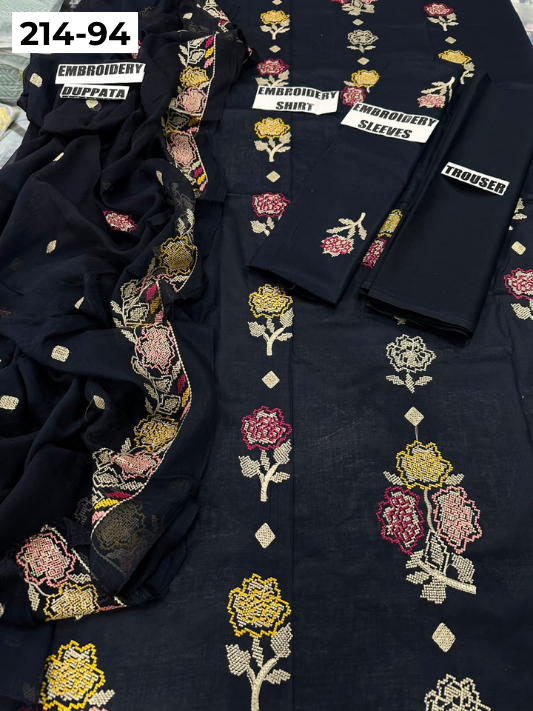 VOL 214 | DS 94 | LAWN LUXURY EMBROIDERED 3PC